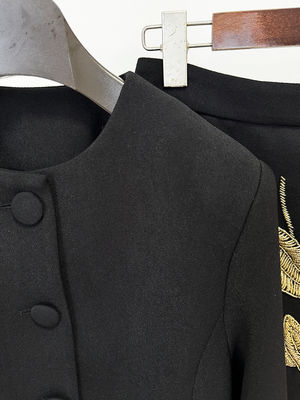 BLAZER SR2369 Luxurious Top and Skirt Set embellished with Beaded Floral Accents Spring Fashion Suit