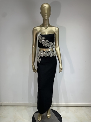 SS2360 Summer Boutique Dress Set for Women 2-Piece Set of Elegant Crystal Dance Party Dress and Rhinestone