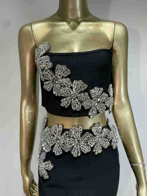 SS2360 Summer Boutique Dress Set for Women 2-Piece Set of Elegant Crystal Dance Party Dress and Rhinestone