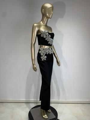 SS2360 Summer Boutique Dress Set for Women 2-Piece Set of Elegant Crystal Dance Party Dress and Rhinestone