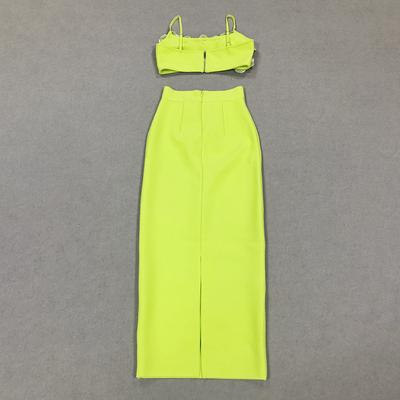Upgrade Your Summer Wardrobe with SS2350 Bandage Two-Piece Set Sleeveless Top and 3D Floral Skirt in Vibrant Colors