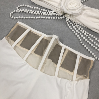 Kimshein SS2342 2-Piece Summer Women's Floral Crop Top and High Slit Sexy Pearl Chain Skirt Manufactured in Guangdong