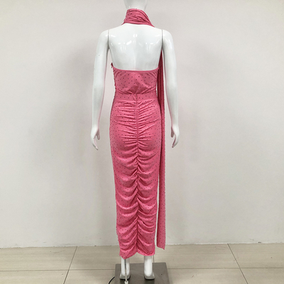 SS2346 Summer Party Sexy Backless Beaded Set Holiday Bodycon Dress and Skirt Women's Matching Set Nightclub Dress for Women