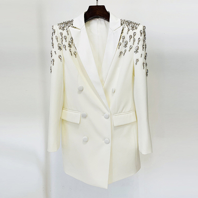 High Fashion Punk Style Crystal Embellished Mini Suit Jacket for Women in Guangdong Regular Sleeve BA2289 Casual Style