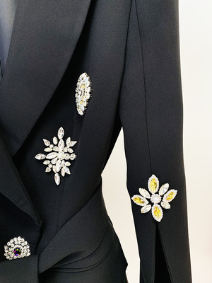 Kimshein BA2288 Fashionable Women's Sports Jacket with Waist Belt and Elegant Crystal Embellishments