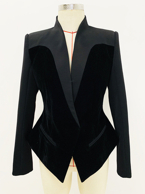 Kimshein BA2245 End Women's Unique Fashion Velvet Dance Sport Jacket Dress with Other Front Closure
