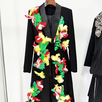 s BA2335 Latest Fashion Winter Women's Long Feather Jacket Dress Elegant Ladies' Clothing Breathable and Elegant Design
