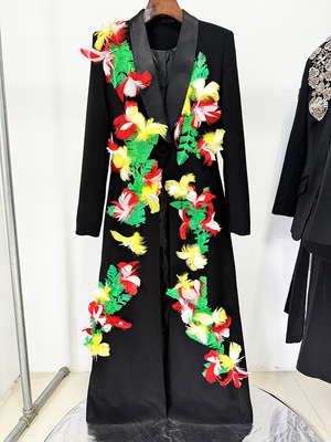 s BA2335 Latest Fashion Winter Women's Long Feather Jacket Dress Elegant Ladies' Clothing Breathable and Elegant Design