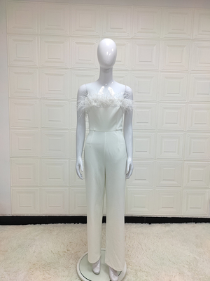 Autumn White Satin Women's Custom Tight Jumpsuit Sexy Summer Ladies Bodysuit Comfortable Fabric for a Sophisticated Look