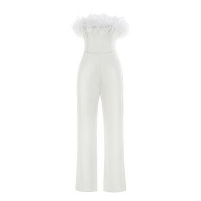 Autumn White Satin Women's Custom Tight Jumpsuit Sexy Summer Ladies Bodysuit Comfortable Fabric for a Sophisticated Look