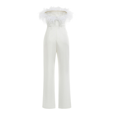 Autumn White Satin Women's Custom Tight Jumpsuit Sexy Summer Ladies Bodysuit Comfortable Fabric for a Sophisticated Look