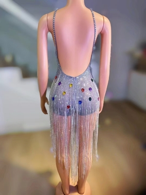 s AD2293 Backless Evening Dress for Women's Club Party Mini Crystal Jumpsuit Crystal Embellishments