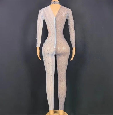 Kimshein AD2271 Women's Party Wear Sexy Rhinestone Bodycon Jumpsuit The Perfect Combination of Style and Sustainability