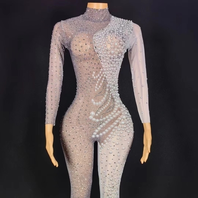 Kimshein AD2271 Women's Party Wear Sexy Rhinestone Bodycon Jumpsuit The Perfect Combination of Style and Sustainability
