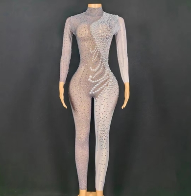 Kimshein AD2271 Women's Party Wear Sexy Rhinestone Bodycon Jumpsuit The Perfect Combination of Style and Sustainability