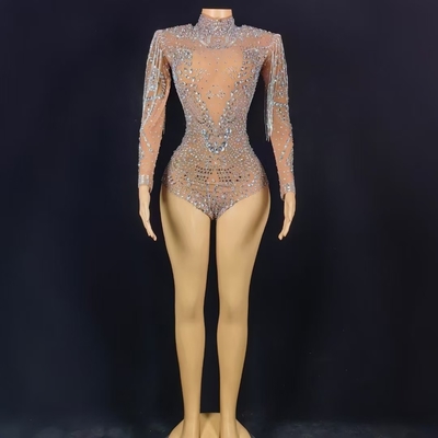 Mini Length and Fashionable Design Diamond Bodysuit AD2279 Kimshein Fashion Crystal Tassel Mini Tight Dress for Women