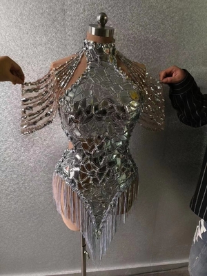 Newest Women's Fashion Design AD1815 Kimshein Diamond Jumpsuit with Crystal Fringe and Mini Tight Dress