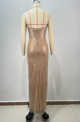 ED2726 Luxury Women Fashion Evening Dress with Sequins and Built-in Bra at 220g Fabric Weight