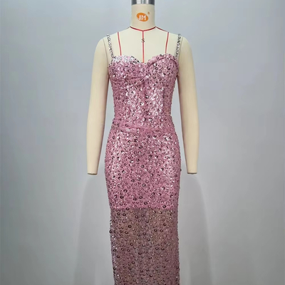kimsheinfashion ED2723 Classy Bodycon Dress with Shimmering Water Diamonds and Figure-Hugging Silhouette