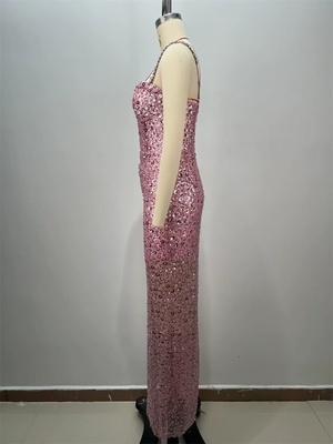kimsheinfashion ED2723 Classy Bodycon Dress with Shimmering Water Diamonds and Figure-Hugging Silhouette