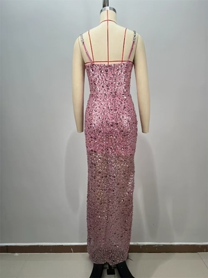 kimsheinfashion ED2723 Classy Bodycon Dress with Shimmering Water Diamonds and Figure-Hugging Silhouette