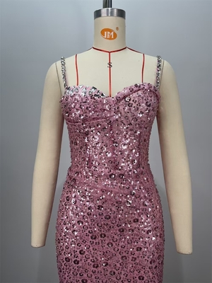 kimsheinfashion ED2723 Classy Bodycon Dress with Shimmering Water Diamonds and Figure-Hugging Silhouette