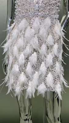 ED2569 Luxurious Evening Dress with Feathers Sexy Sequin Cocktail Dress for Cocktail Party Hanging Neck Collar Eco-Friendly