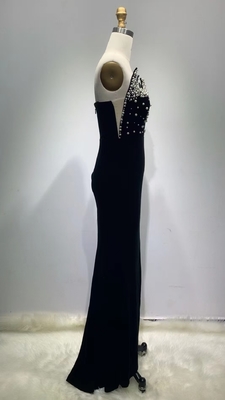 7-Day Fast Sampling Flannel Embroidered High Slit Strapless Evening Dress ED2598 with Pearl Decoration and Embroidered Details