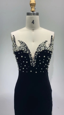 7-Day Fast Sampling Flannel Embroidered High Slit Strapless Evening Dress ED2598 with Pearl Decoration and Embroidered Details