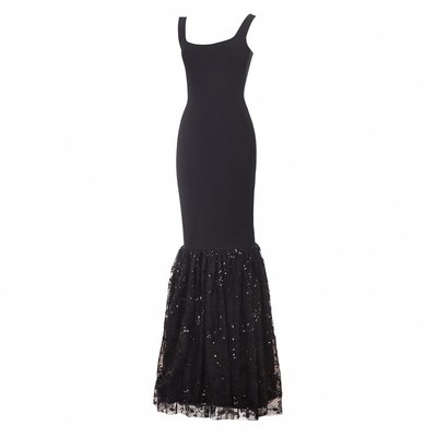 SB3389 Kimshein Fashionable Luxury Black Evening Dress Women's Elegant Bandage Dress Washable in Now Model SB3389