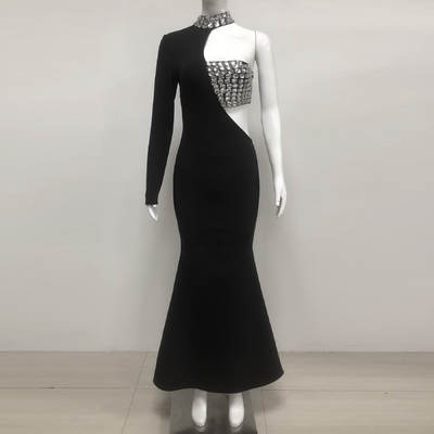 Kimshein LS2634 Elegant Sexy Evening Dress Crystal Evening Gown One-Shoulder Luxury Dress for Sophisticated Gatherings