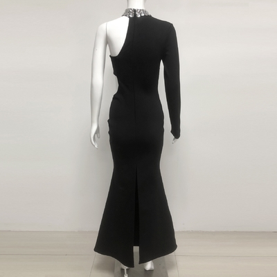 Kimshein LS2634 Elegant Sexy Evening Dress Crystal Evening Gown One-Shoulder Luxury Dress for Sophisticated Gatherings
