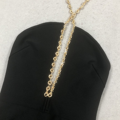 Nightclub Ready Natural Waistline Black Tight Dress with Sexy Hollow Out Backless Strapless Design and Nightclub Chain