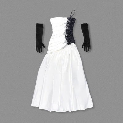 SB3400 White Luxurious Maxi Satin Dress for Elegant Women's Evening Dress Natural Waistline Unique Personality