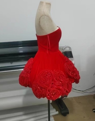SB3396 Kimshein Women's Velvet Clothing 3D Flower Mini Dress for Birthday Customizable Logo Position No Built-in Bra