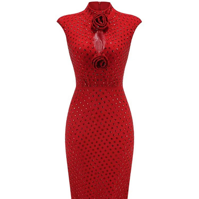 SB3386 Summer Women's Sleeveless Beaded Party Dress with Intelligent Tracking Support and Other Skirt Length -