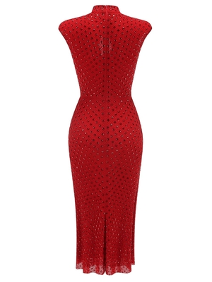 SB3386 Summer Women's Sleeveless Beaded Party Dress with Intelligent Tracking Support and Other Skirt Length -