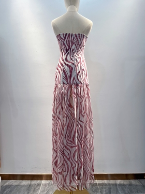 SB3375 Adult Women's Elegant Off-Shoulder Sleeveless Floral Print Slit Dress with Built-in Bra and Seductive Design
