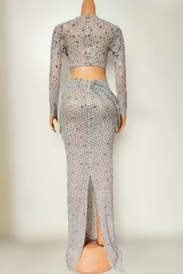 Summer Maxi Women's Party Suit for AD2523 Shiny Crystal Embellishments and Water Drill Craftsmanship