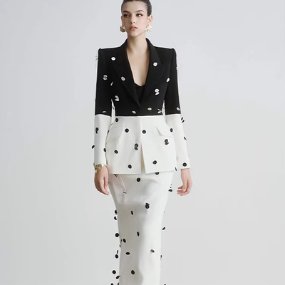 -Made SR2354 Fashionable Celebrity Women's Two-Piece Set with Elegant Mermaid Hem and Shiny Sequins 7-Day Fast Sampling