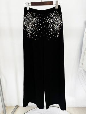 SR2355 Women's Crystal Dress with Two Pieces of Water Drill Short Top Lightweight Fabric 240g and Round Neck Design