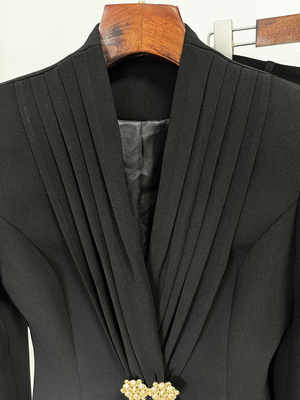 SR2359 Kimshein Women's Fashionable Pleated Blazer Two-Piece Set for Ladies' Party Dinner Elegant and Sophisticated Look