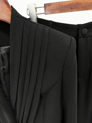 SR2359 Kimshein Women's Fashionable Pleated Blazer Two-Piece Set for Ladies' Party Dinner Elegant and Sophisticated Look