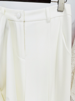 Formal Business Wear Long Pants and Two-Piece Set SR2358 White Luxury Crystal Shiny Pearl Elegant Suit with Full Sleeve