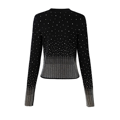 BA2237 Exquisite Crystal Beaded Fashion Jacket Women's Knitted Sweater for Luxury Evening Garments