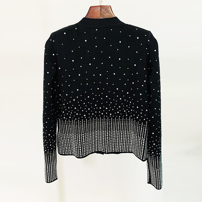 BA2237 Exquisite Crystal Beaded Fashion Jacket Women's Knitted Sweater for Luxury Evening Garments