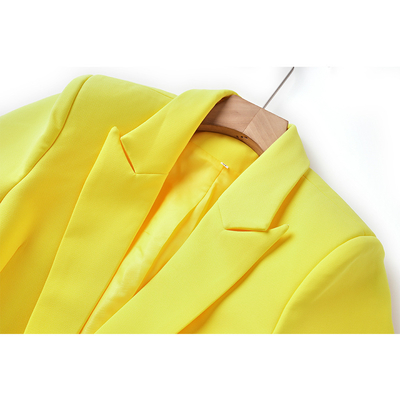 BA2236 Kimshein Yellow Fashion Feather Design Spring Autumn Sports Jacket for Performance Featuring Feather Decoration