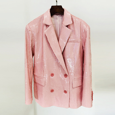 BA2229 Kimshein Standard Thickness Fashion Sequin Sports Jacket in Luxurious Pink for Women's Autumn Fashion
