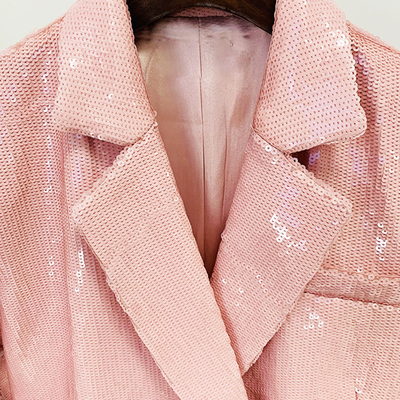 BA2229 Kimshein Standard Thickness Fashion Sequin Sports Jacket in Luxurious Pink for Women's Autumn Fashion