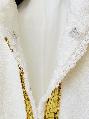 BA2227 Kimshein Long Sleeve Sport Jacket 's Top- and Fashionable Tight-Fitting Clothing in White with Shimmering Details